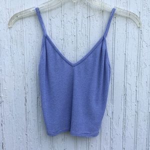 Blue and White Striped Crop Top